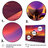 Airplane At Sunset I - Plane Canvas Wall Art