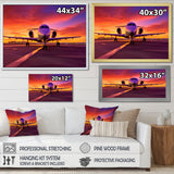 Airplane At Sunset I - Plane Canvas Wall Art