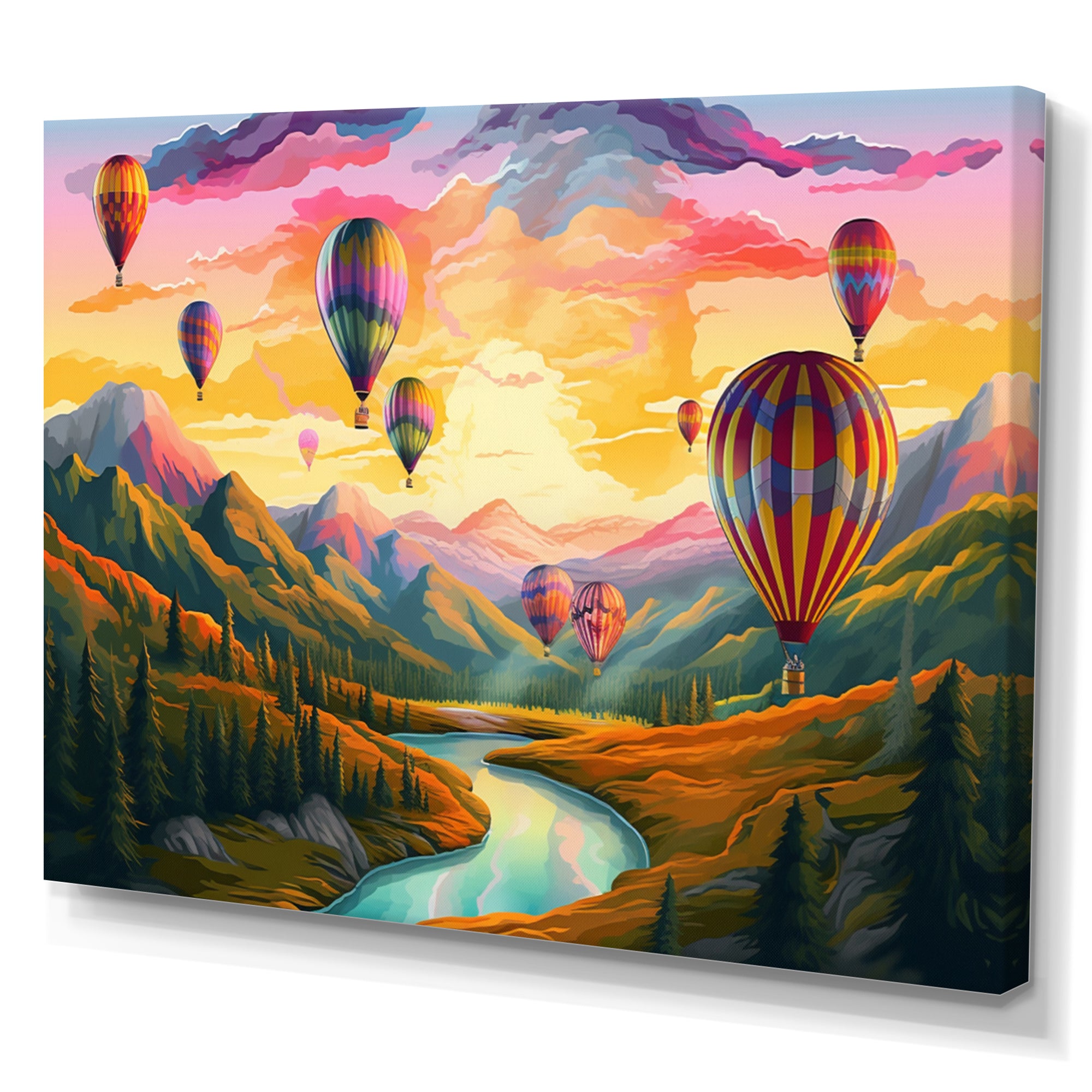 Hot Air Ballon Bold Scenery I - Hot Air Balloon Canvas Wall Art