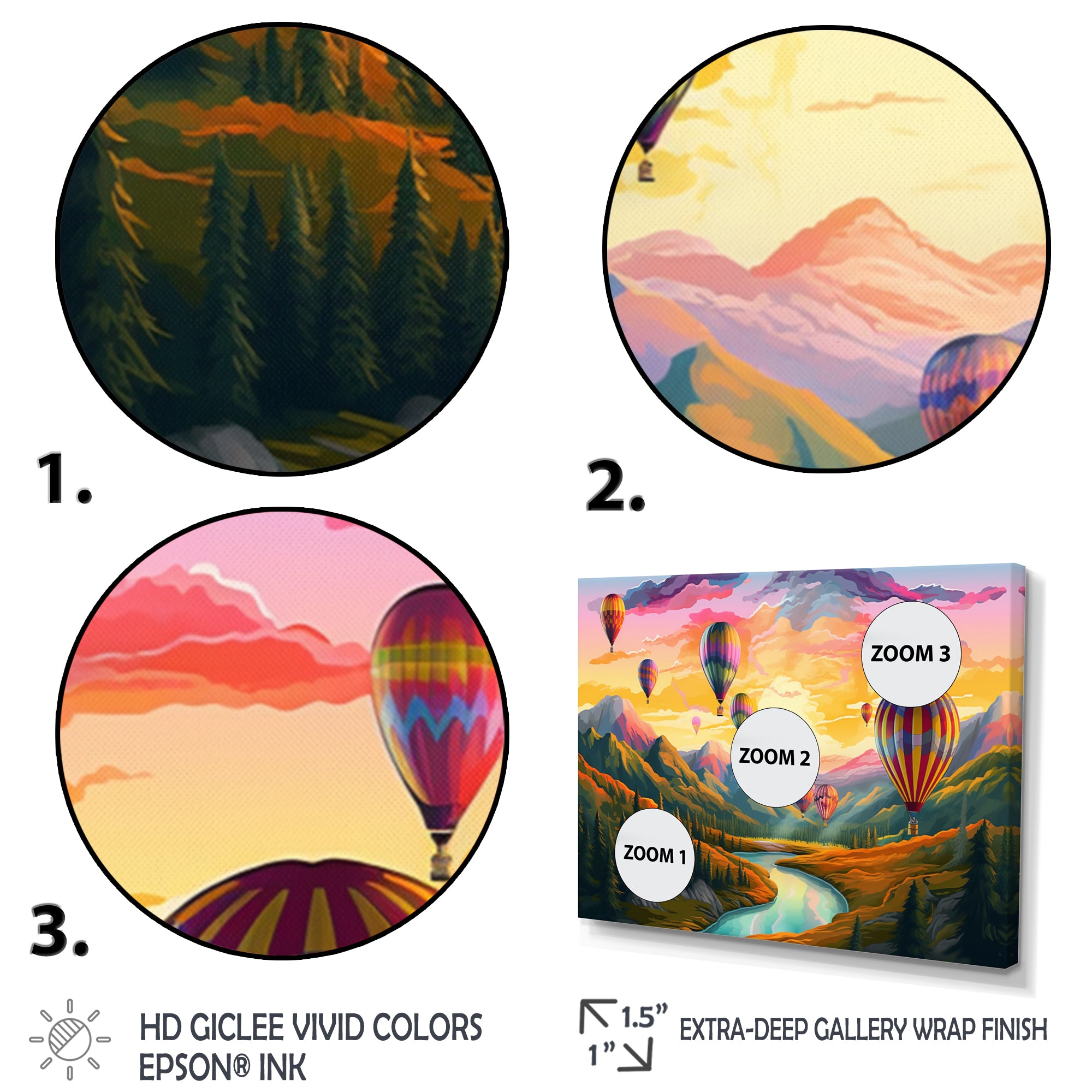 Hot Air Ballon Bold Scenery I - Hot Air Balloon Canvas Wall Art