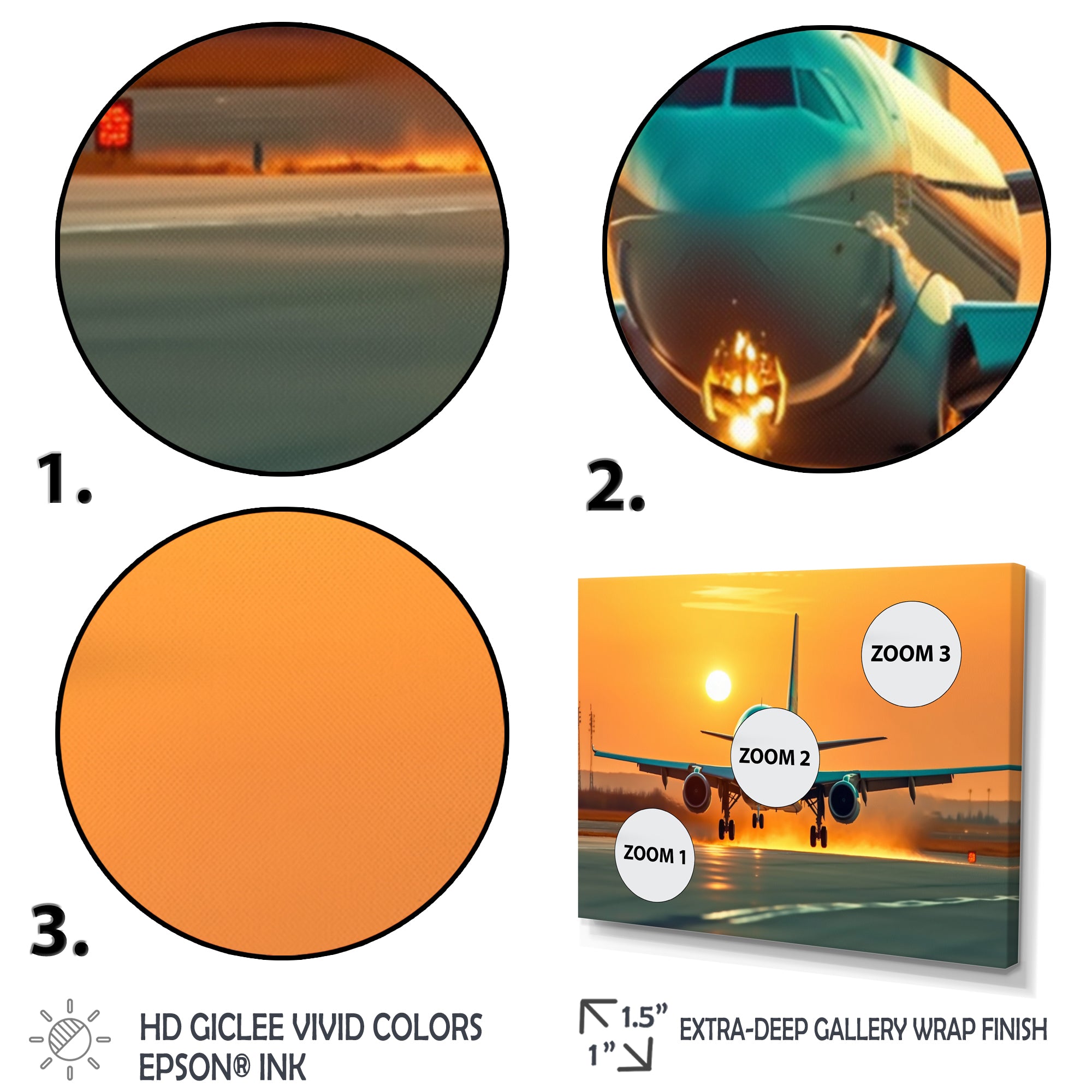 Sunset Airplane On The Tarmac I - Plane Canvas Wall Art