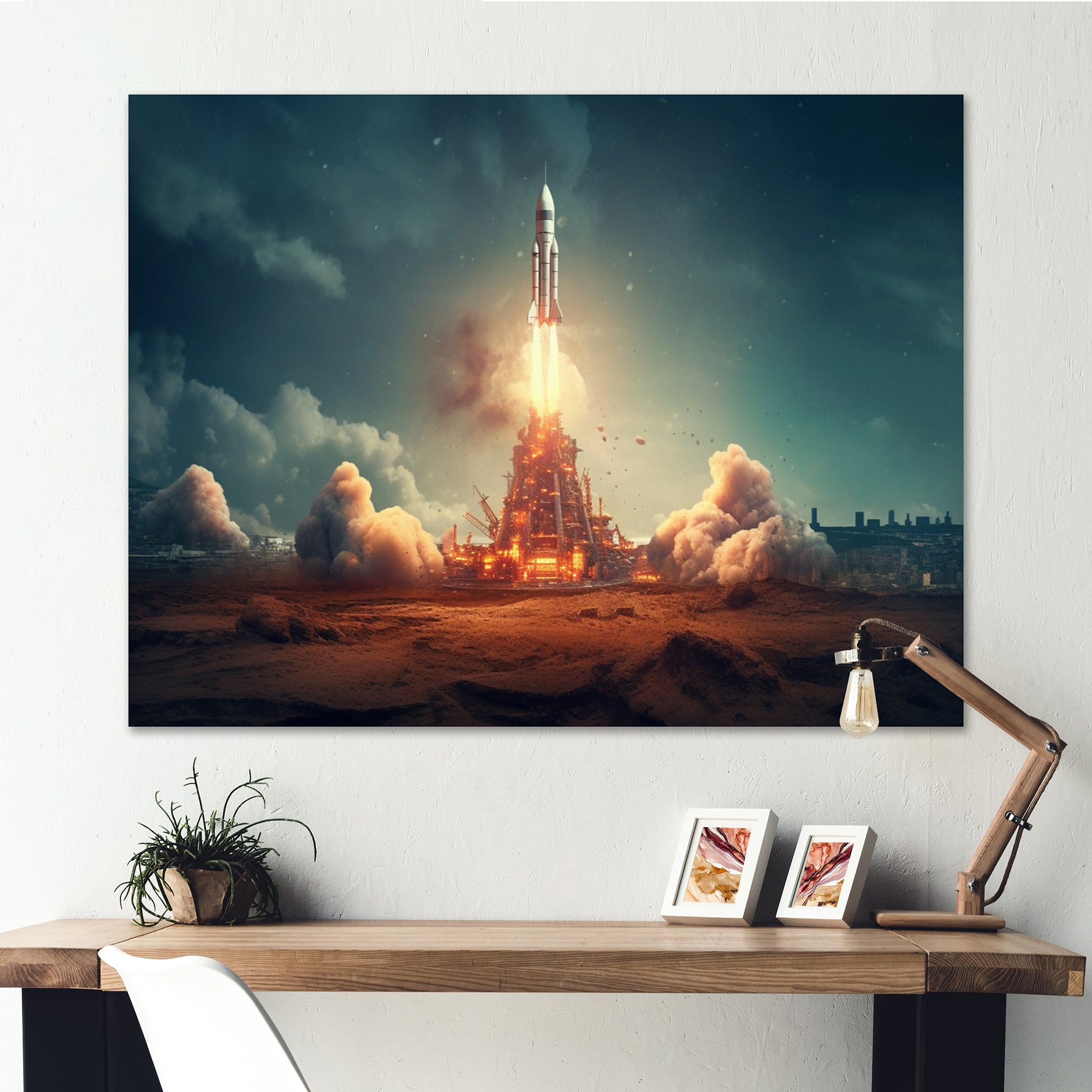 Vintage Spaceship Rocket I - Rocket Canvas Wall Art