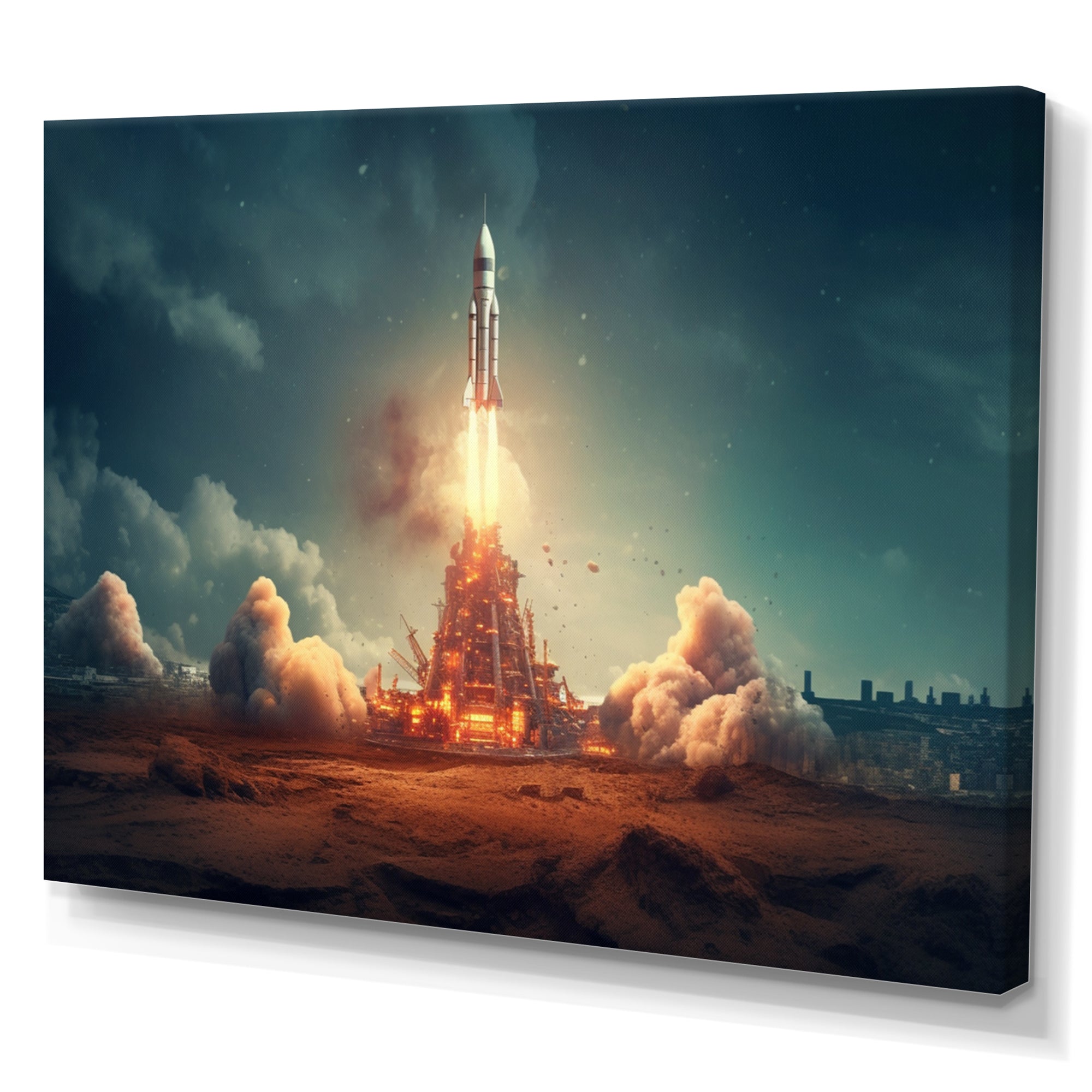 Vintage Spaceship Rocket I - Rocket Canvas Wall Art