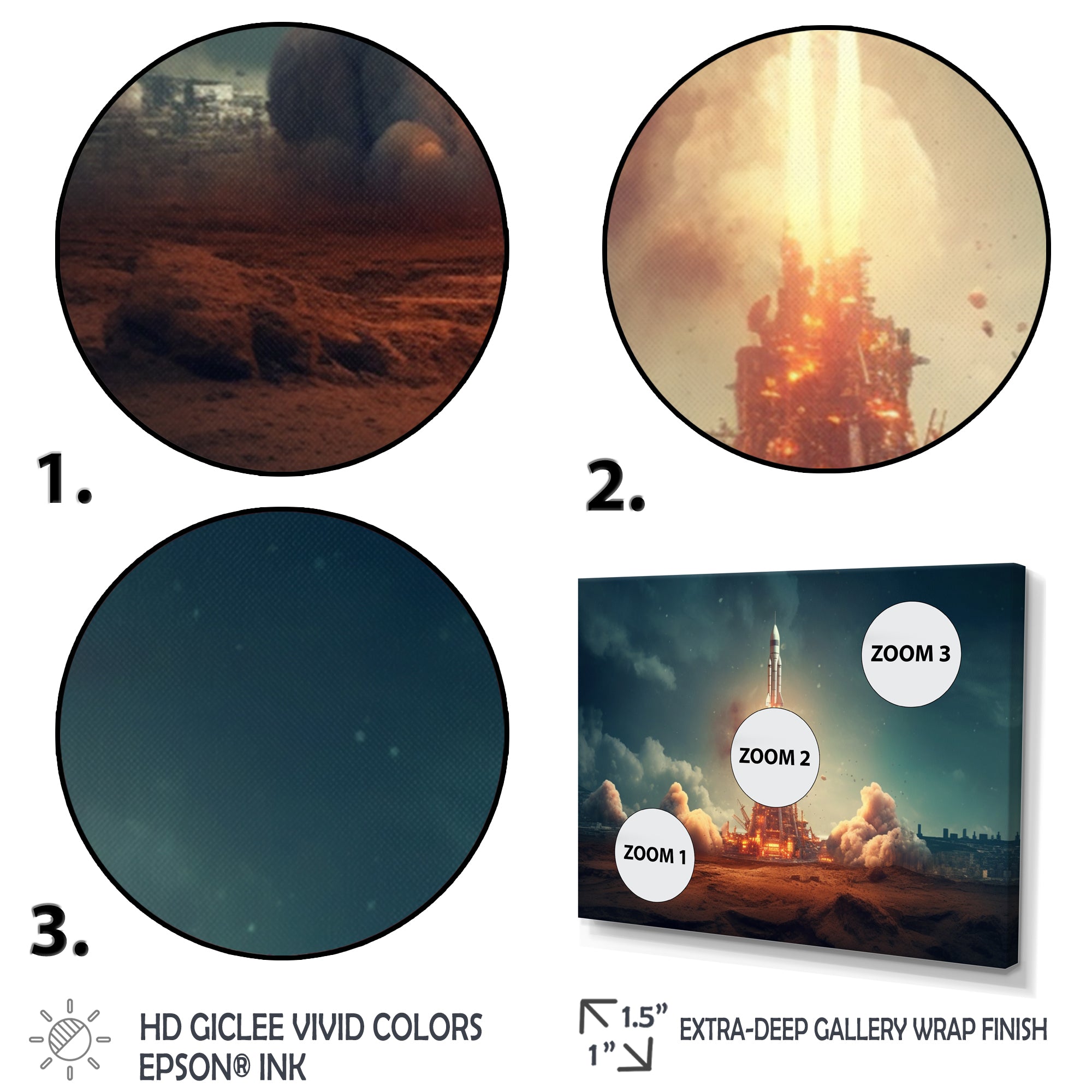 Vintage Spaceship Rocket I - Rocket Canvas Wall Art