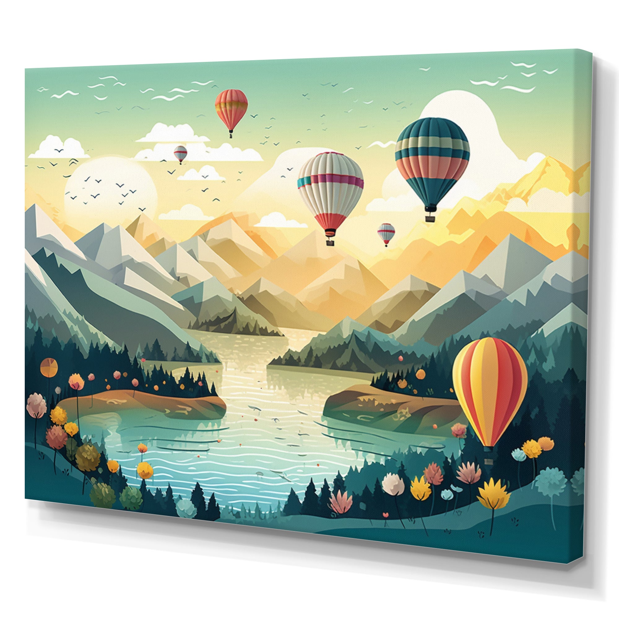 High In The Skies Hot Air Ballon - Hot Air Balloon Canvas Wall Art