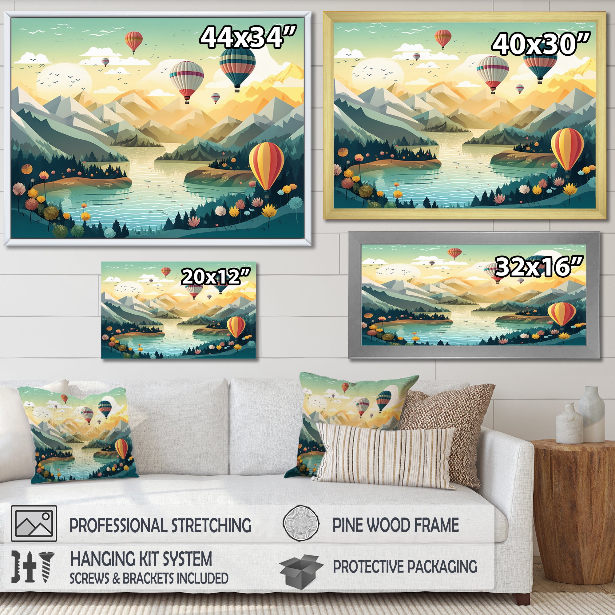 High In The Skies Hot Air Ballon - Hot Air Balloon Canvas Wall Art