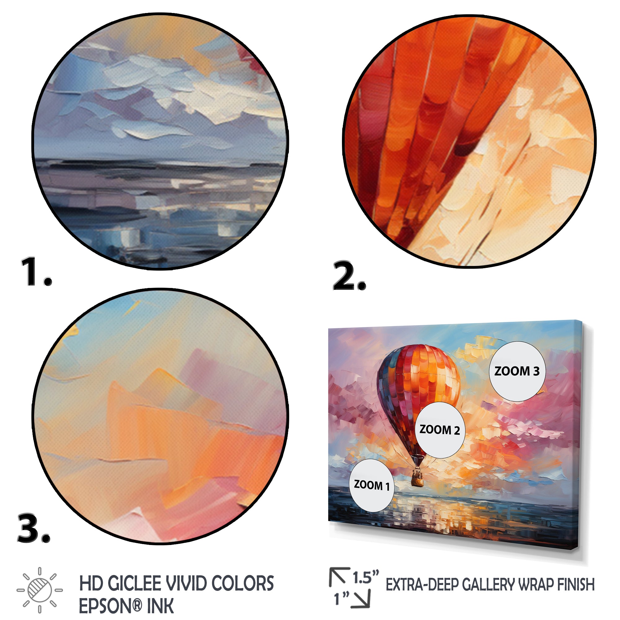 Colorful Air balloon Views I - Hot Air Balloon Canvas Wall Art