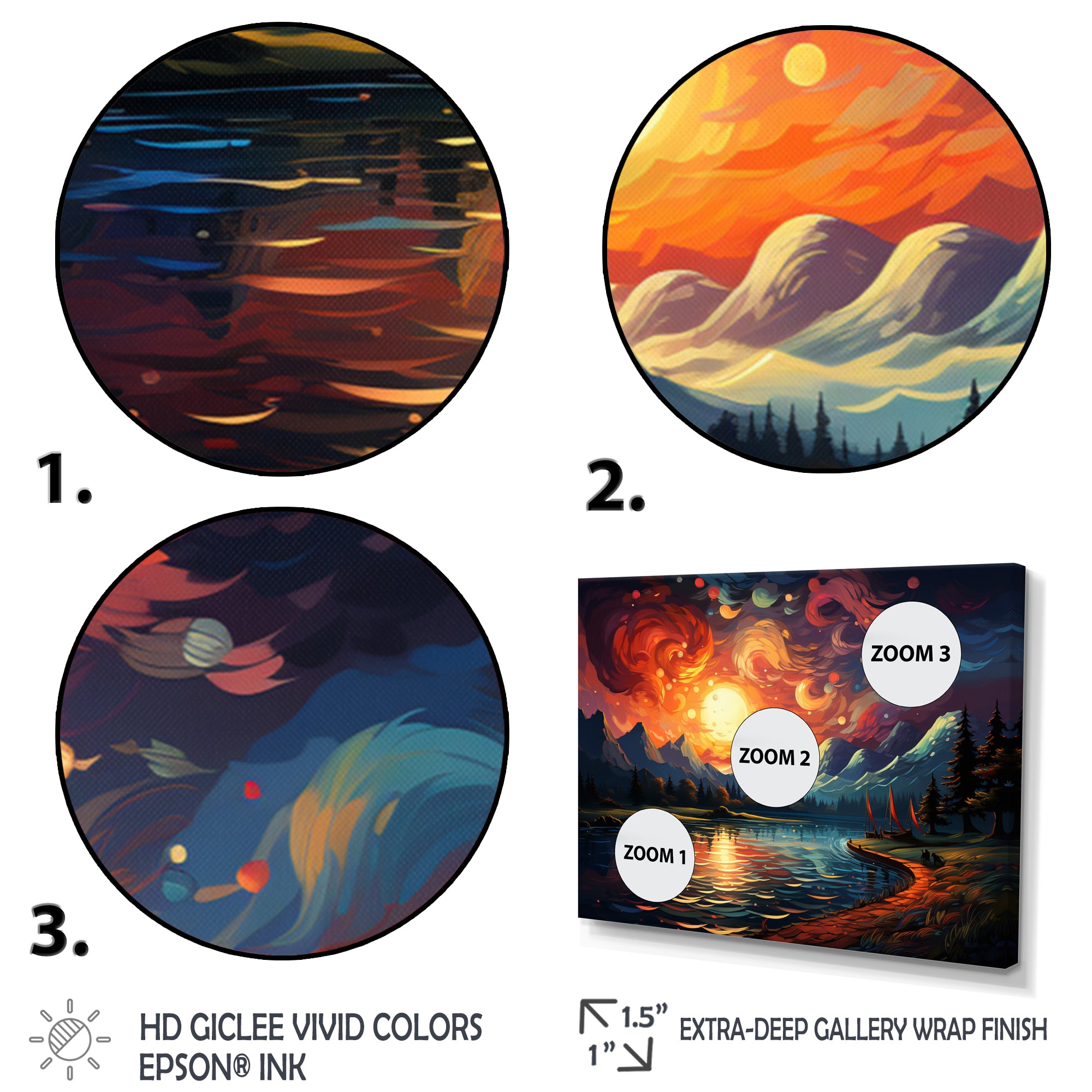 Planets Sunset On Mountain I - Hot Air Balloon Canvas Wall Art