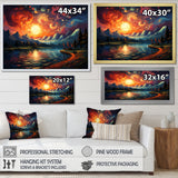 Planets Sunset On Mountain I - Hot Air Balloon Canvas Wall Art