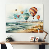 Air balloon Views On The Beach I - Hot Air Balloon Canvas Wall Art