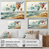 Air balloon Views On The Beach I - Hot Air Balloon Canvas Wall Art