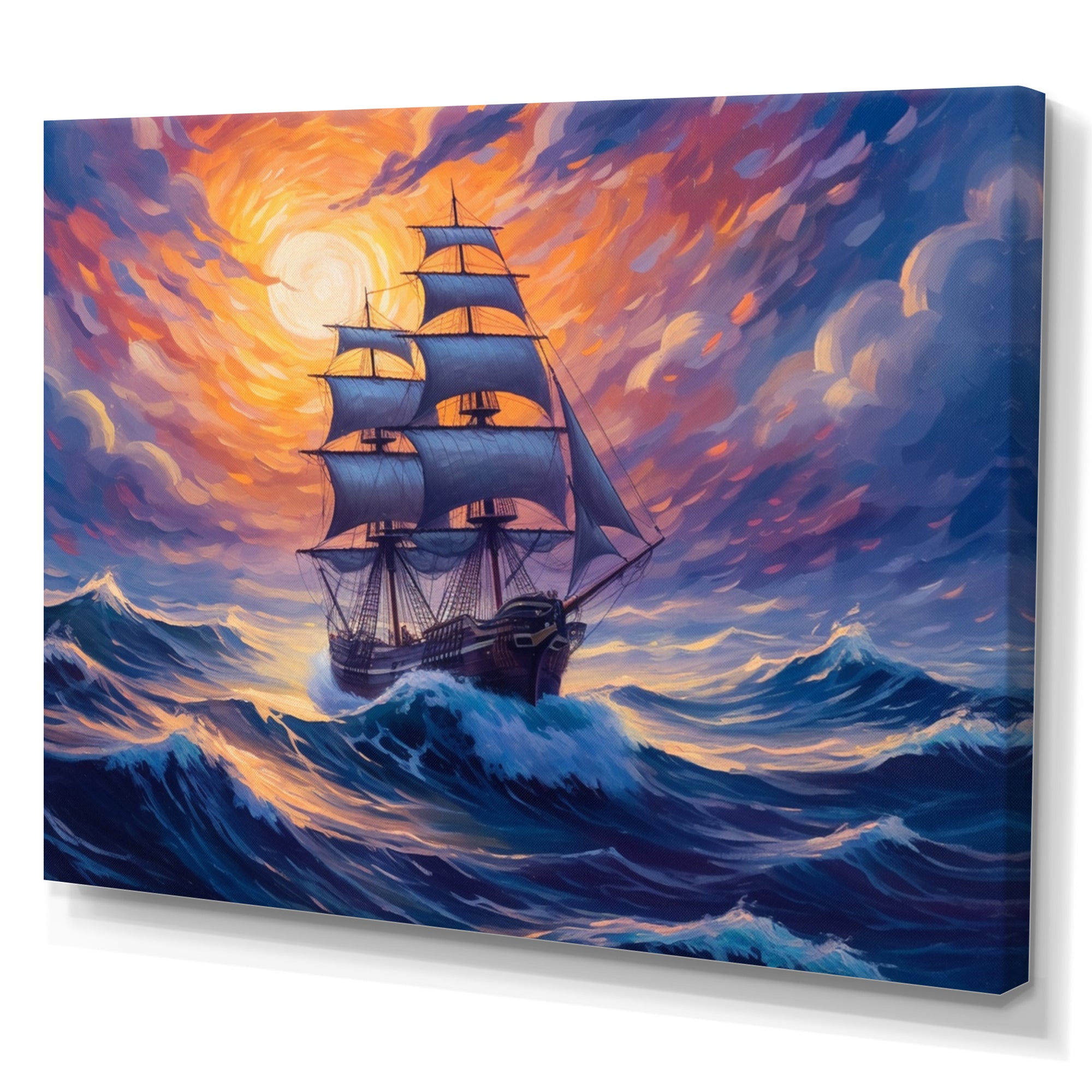 Ship Sailing The High Seas - Boat Canvas Wall Art