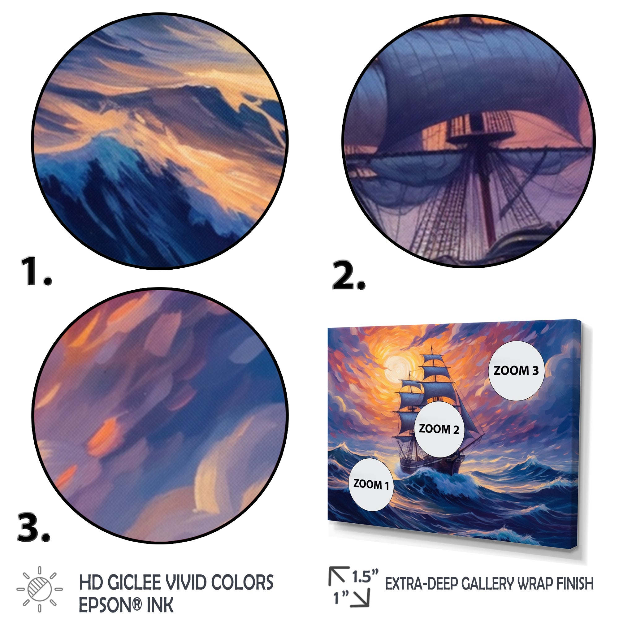 Ship Sailing The High Seas - Boat Canvas Wall Art