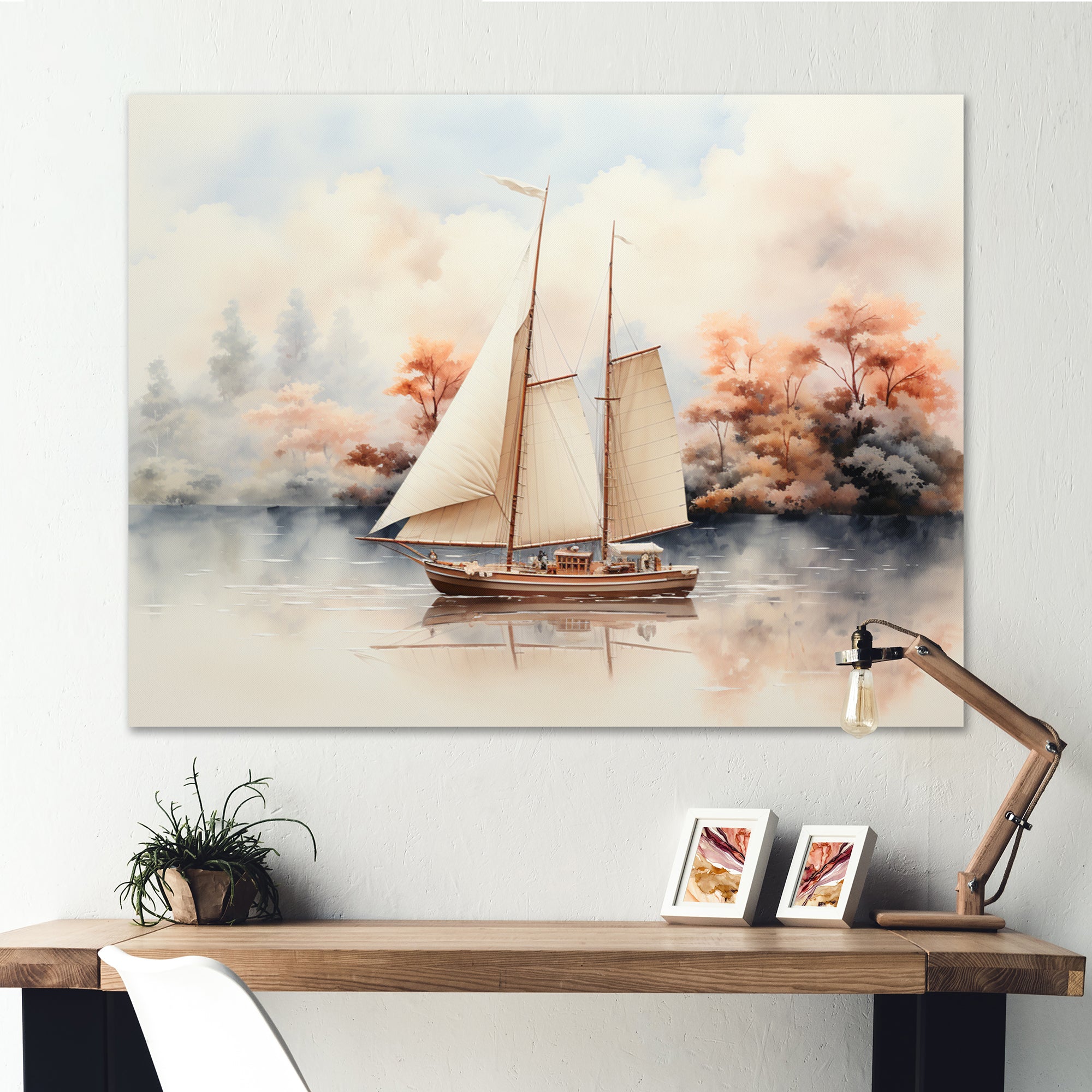 Minimalism Sailing Boat Solitude I - Boat Canvas Wall Art