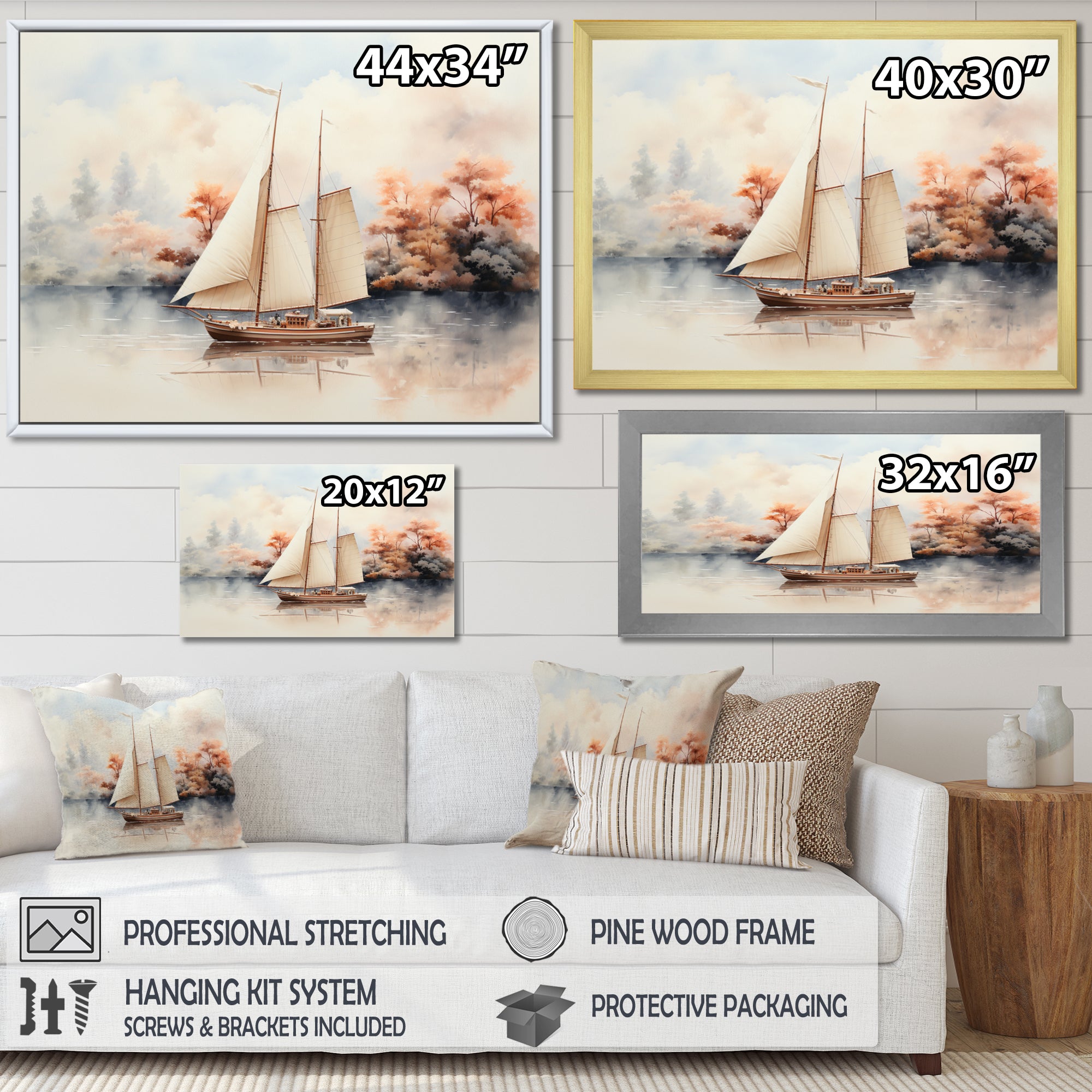 Minimalism Sailing Boat Solitude I - Boat Canvas Wall Art