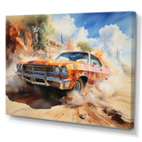 Orange Muscle Car On Offroad - Car Muscle Car Canvas Wall Art