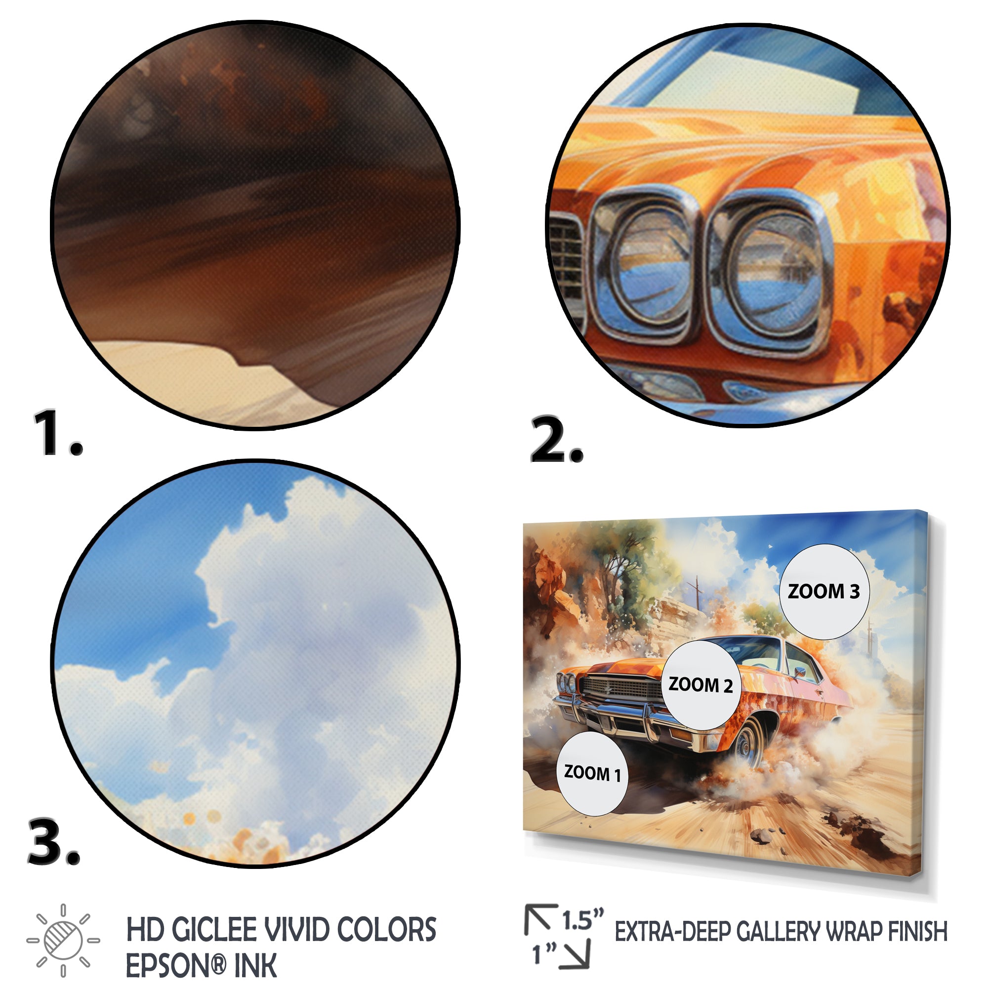 Orange Muscle Car On Offroad - Car Muscle Car Canvas Wall Art