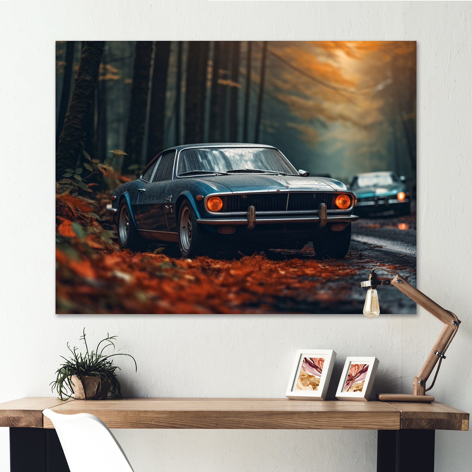 Mustang Forest Drives I - Car Muscle Car Canvas Wall Art