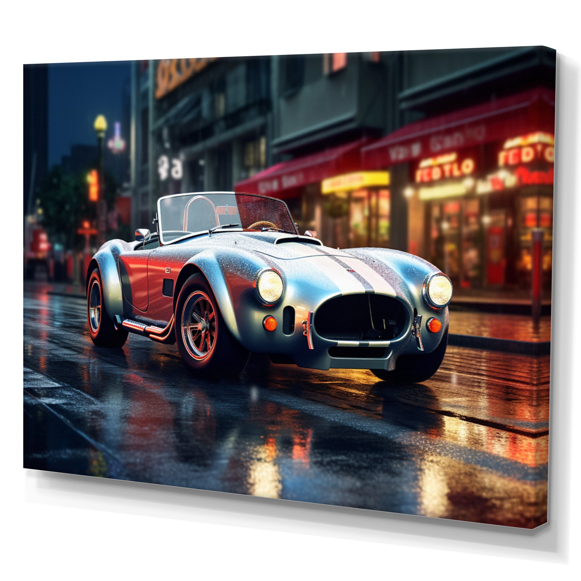 Classics Cobra Car At Night I - Car Old American Canvas Wall Art