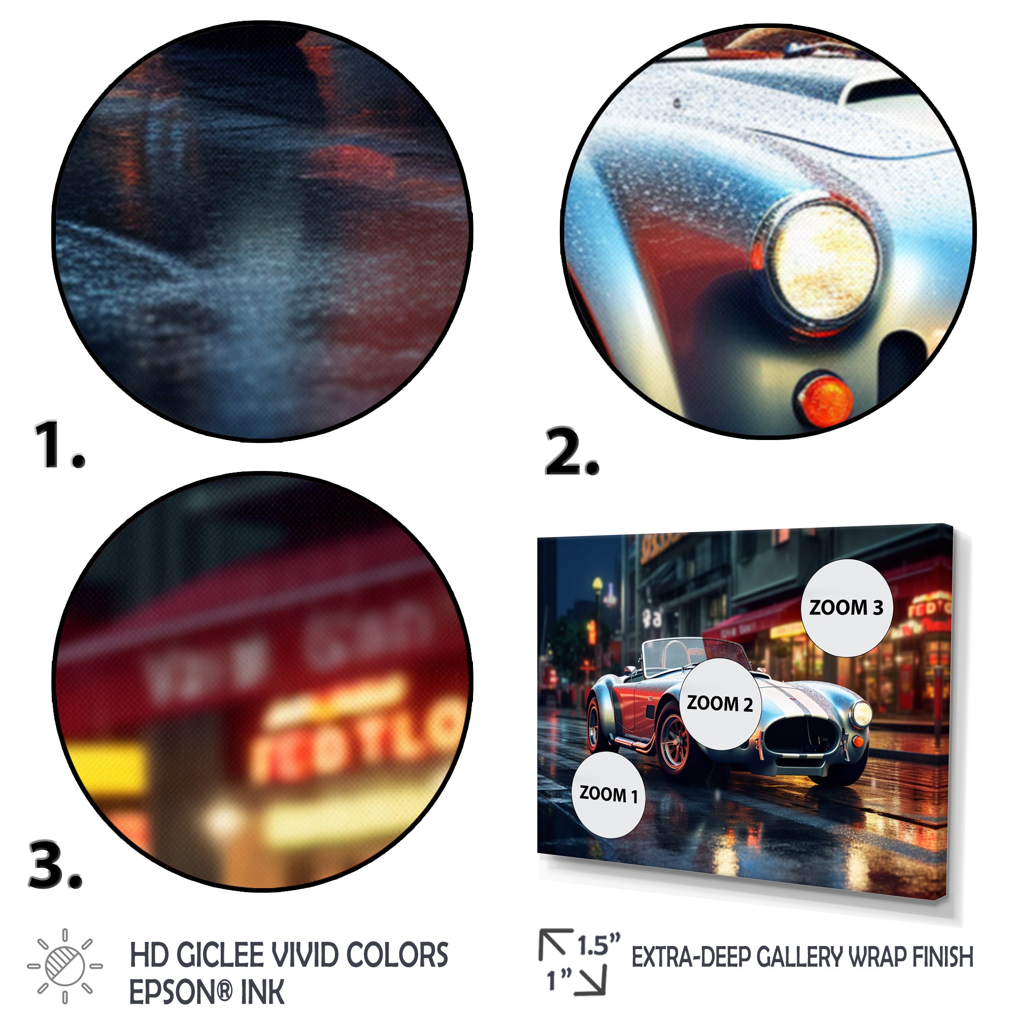 Classics Cobra Car At Night I - Car Old American Canvas Wall Art