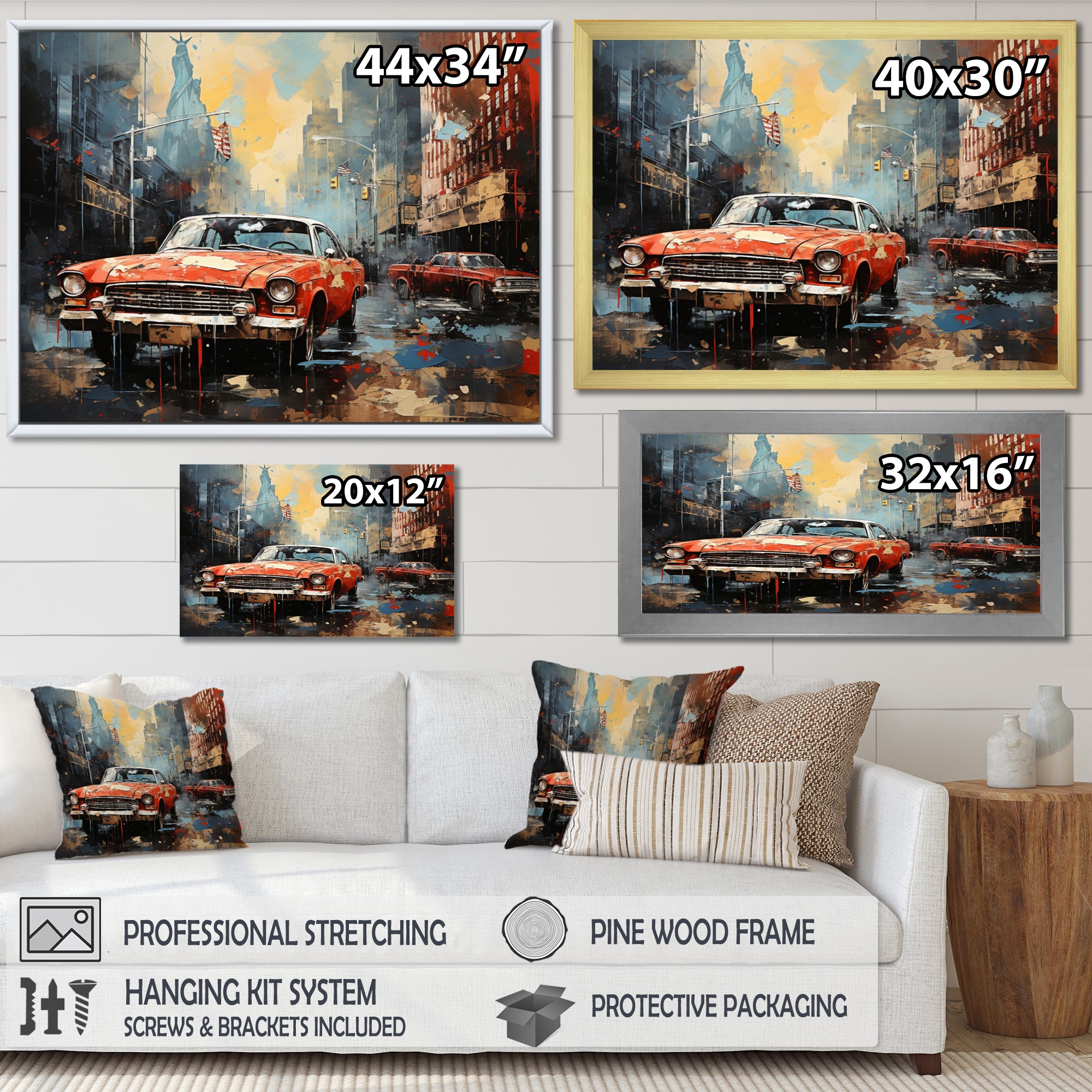 Vintage Car Collage - Cars Retro Canvas Wall Art