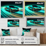 Teal Neon Exotic Car I - Neon Car Canvas Wall Art