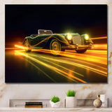 Yellow Neon Classic Car - Neon Car Canvas Wall Art
