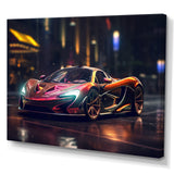 Exotic Car In The Neon Streets I - Neon Car Canvas Wall Art