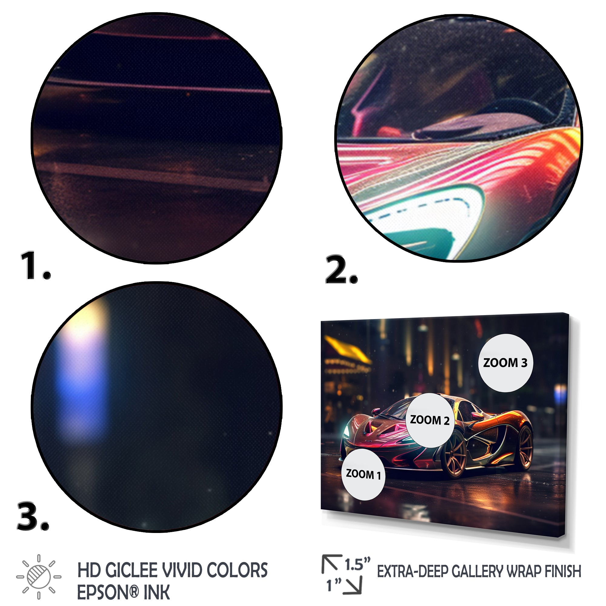 Exotic Car In The Neon Streets I - Neon Car Canvas Wall Art