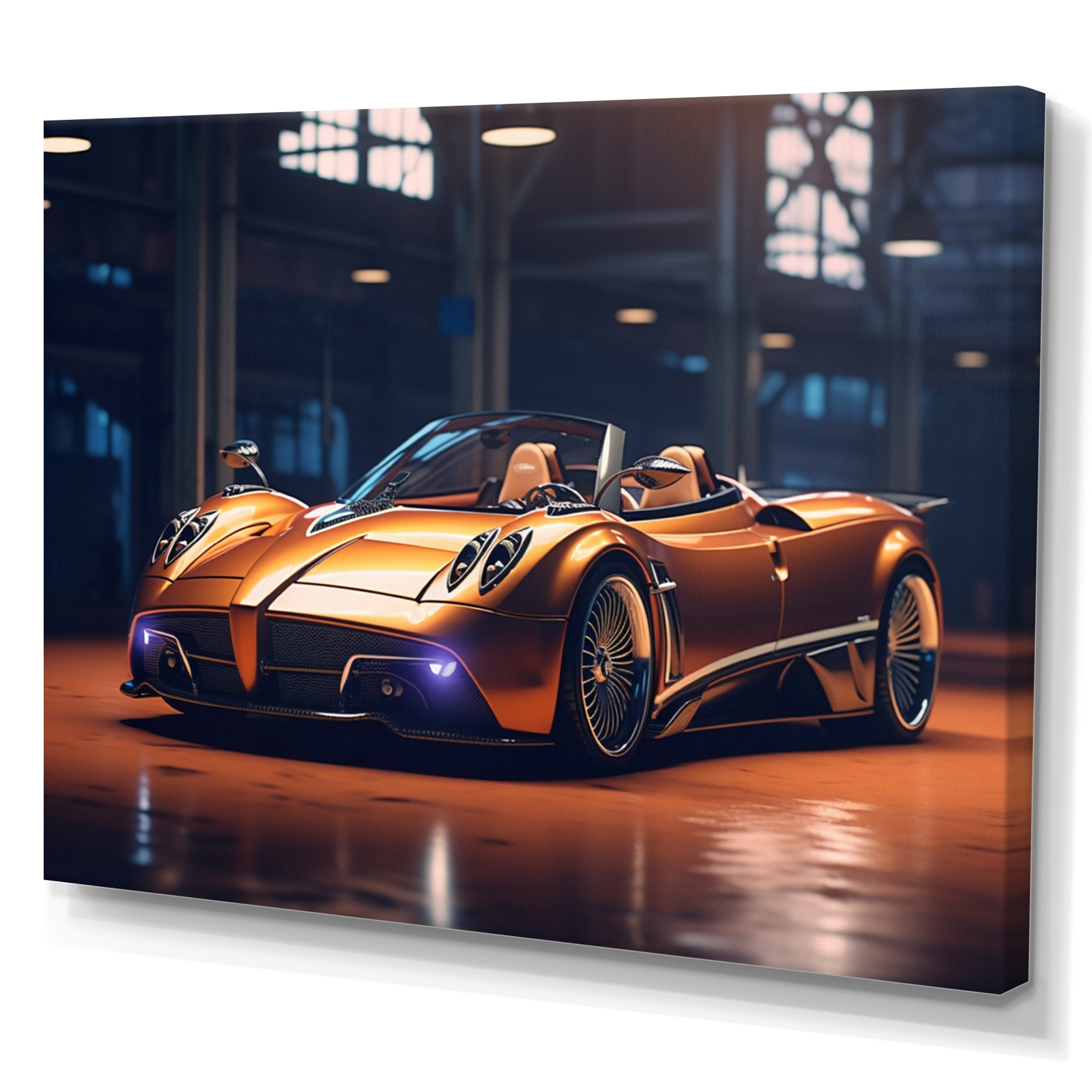 Neon Italian Exotic Car - Neon Car Canvas Wall Art