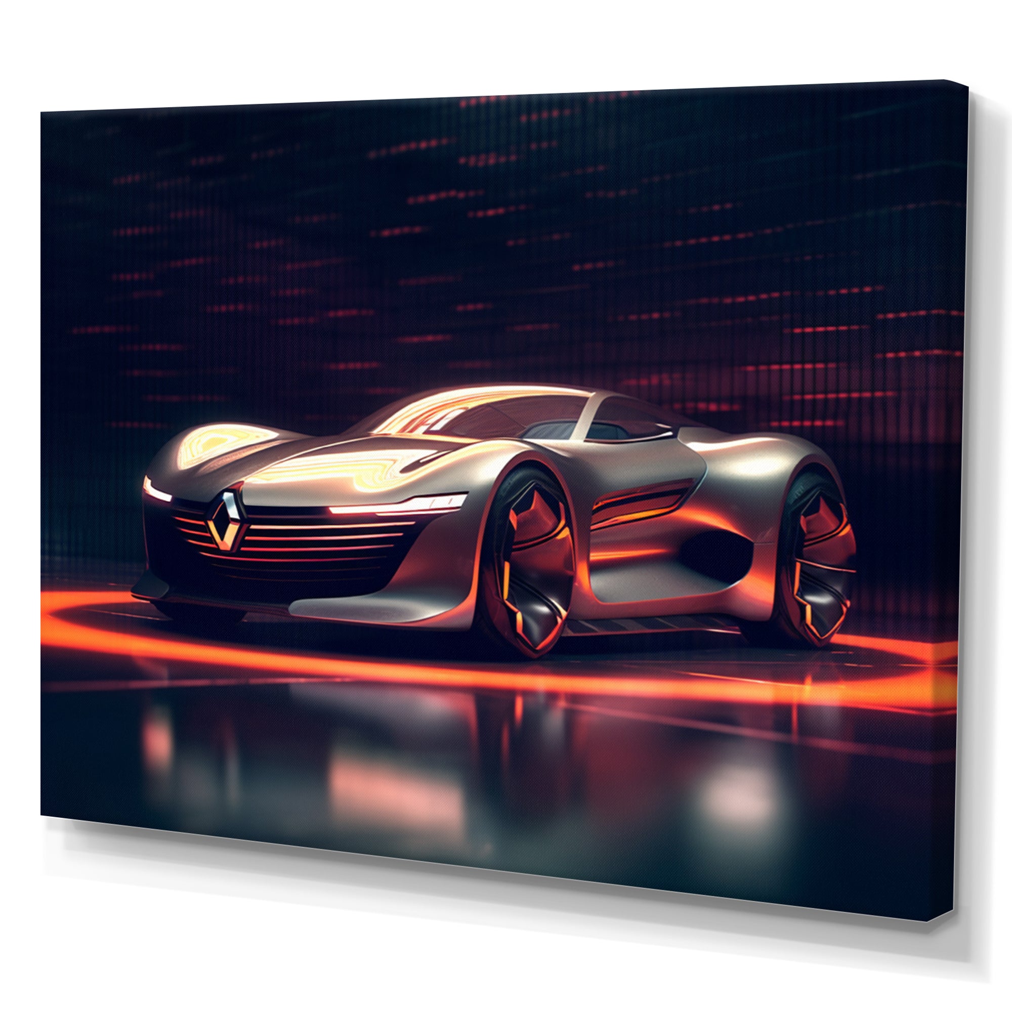 Neon French Exotic Car I - Neon Car Canvas Wall Art