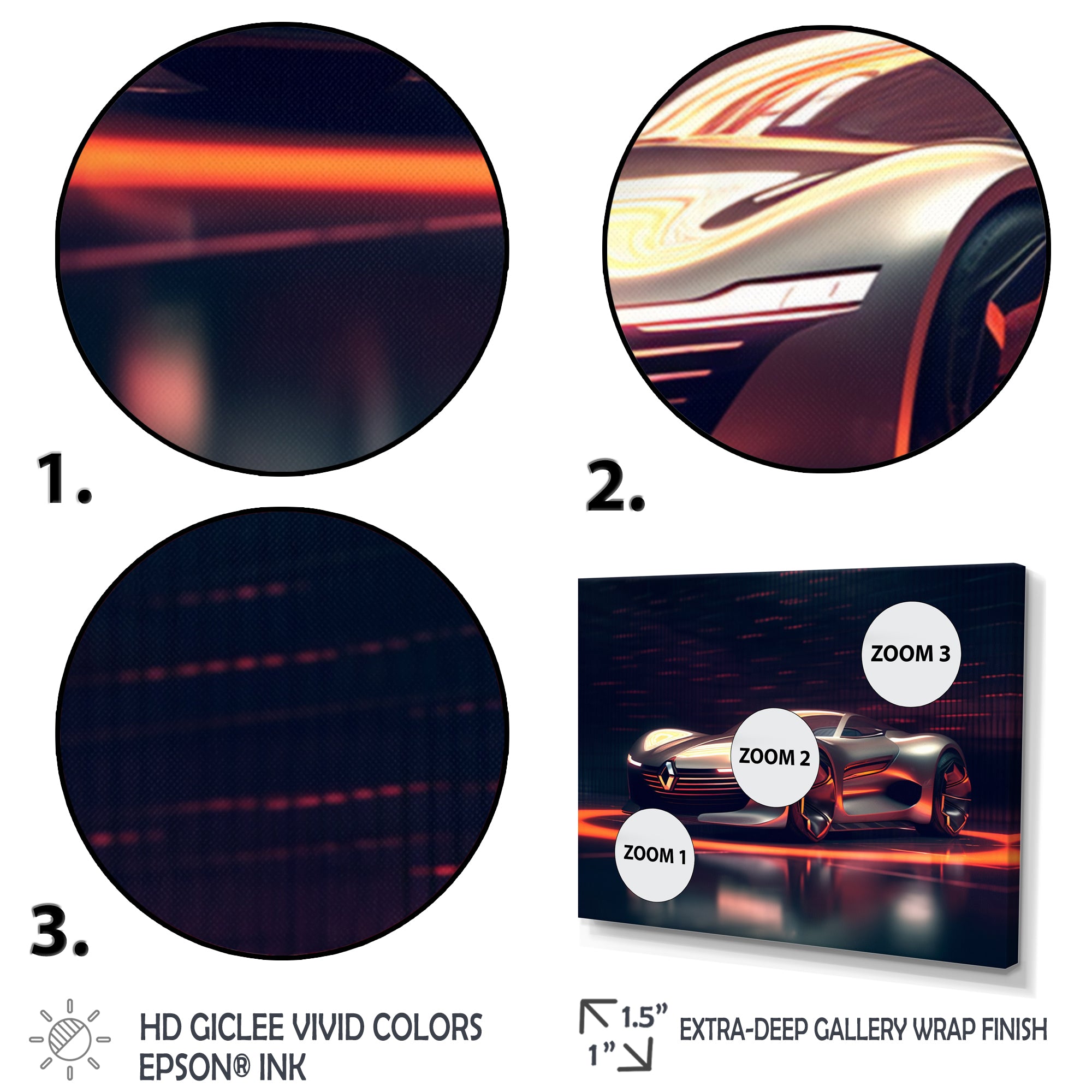 Neon French Exotic Car I - Neon Car Canvas Wall Art