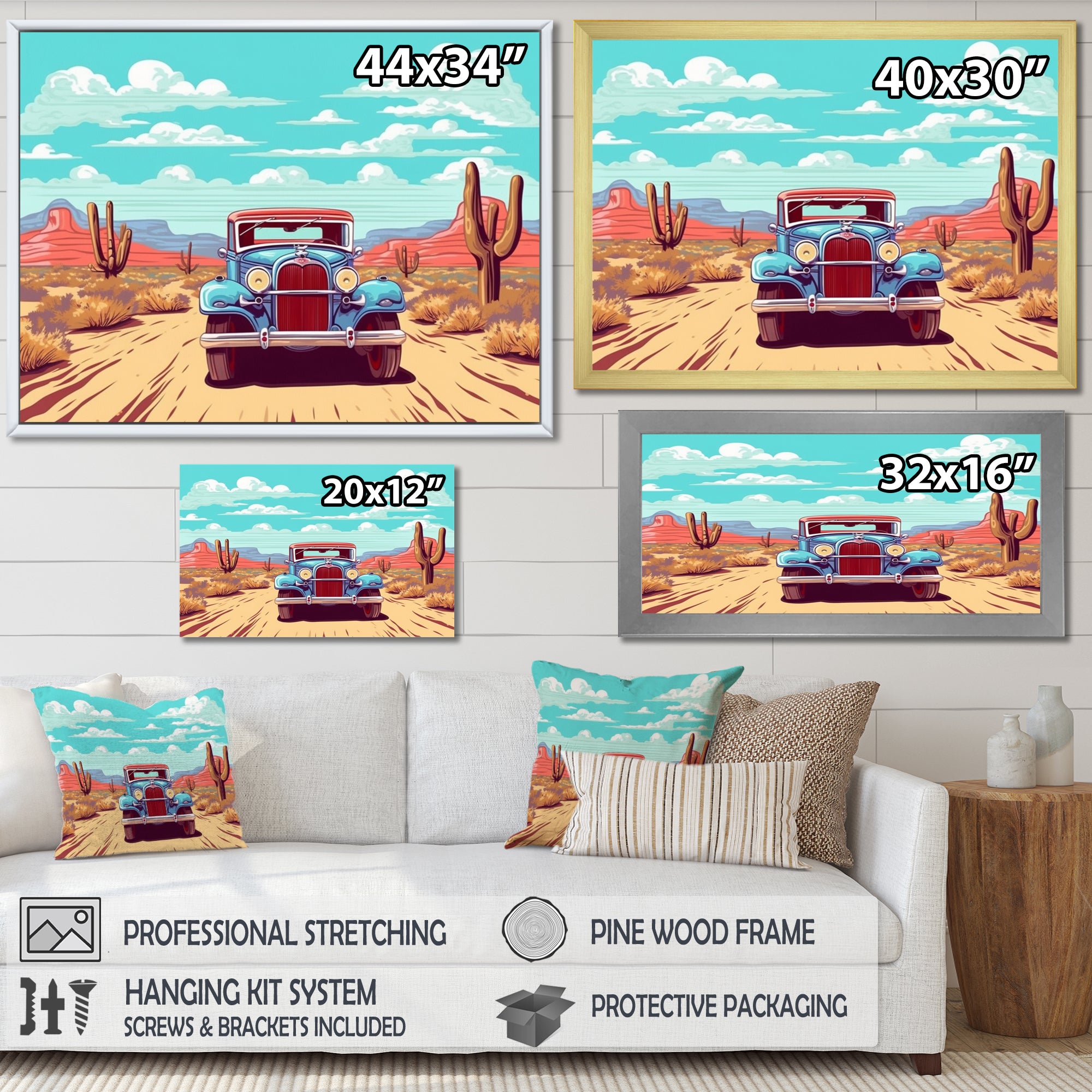 Old American Car In Nevada I - Car Old American Canvas Wall Art