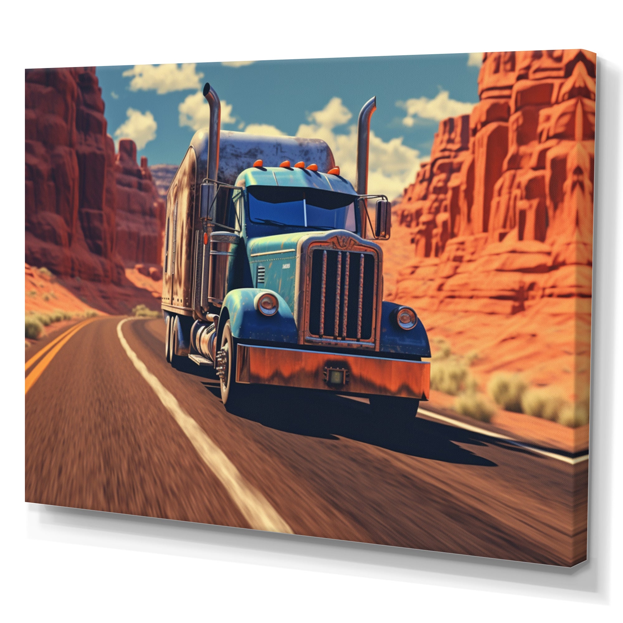 Semi Tractor - Truck Canvas Wall Art