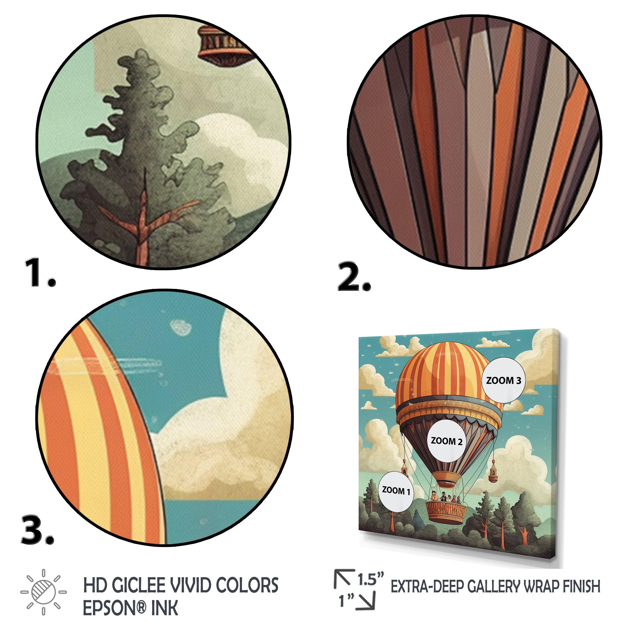 Vintage Hot Air Ballon Landscape I - Hot Air Balloon Canvas Wall Art