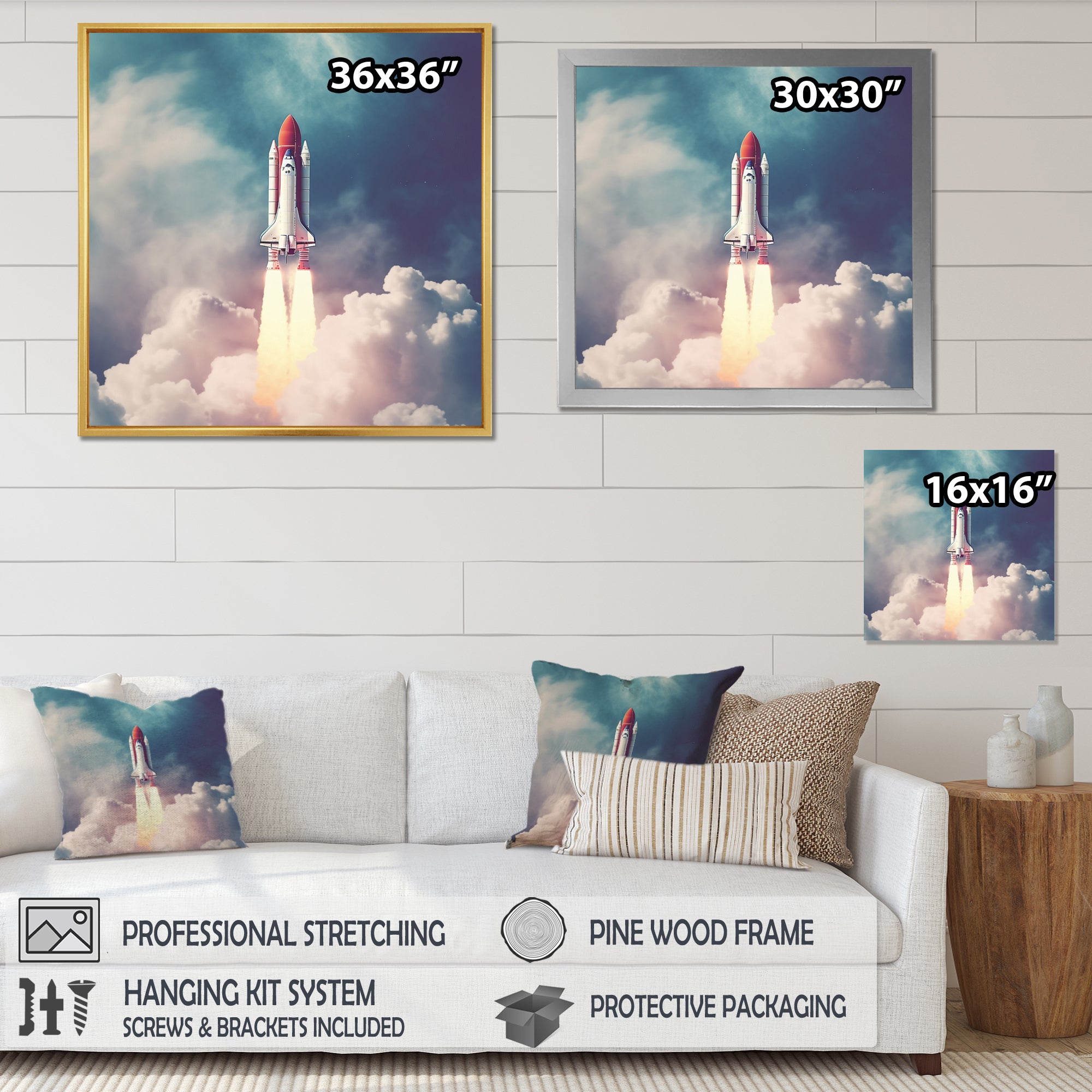 Space Ship Taking Off I - Space Shuttle Canvas Wall Art