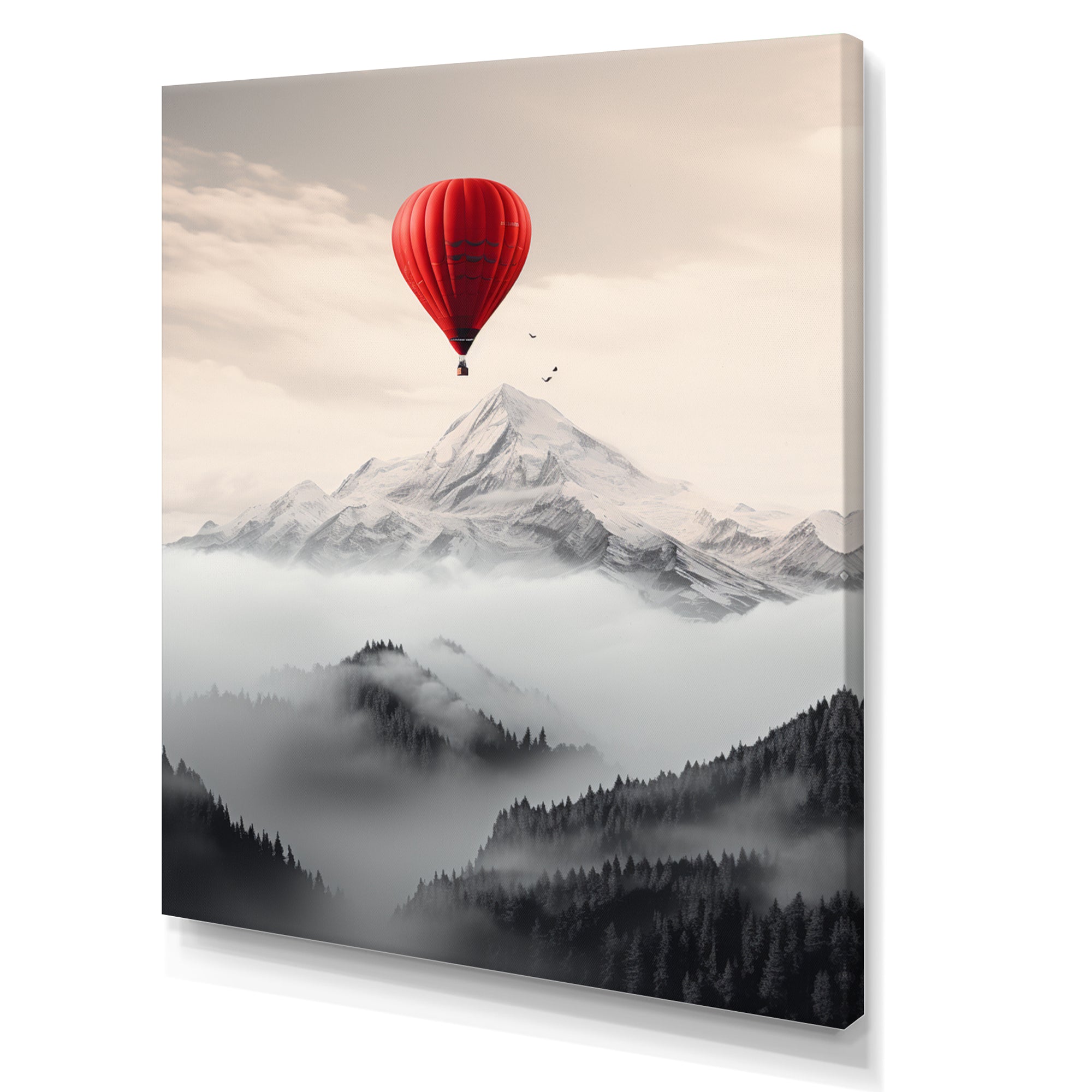 Hot Air Ballon In The Mountains I - Hot Air Balloon Canvas Wall Art