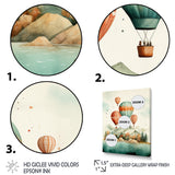 Flying Over The Ocean In Hot Air Ballon - Hot Air Balloon Canvas Wall Art