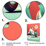 Coral Teal Scooter Display I - Scooter Canvas Wall Art
