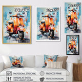 Coral Teal Scooter Display Graphite I - Scooter Canvas Wall Art