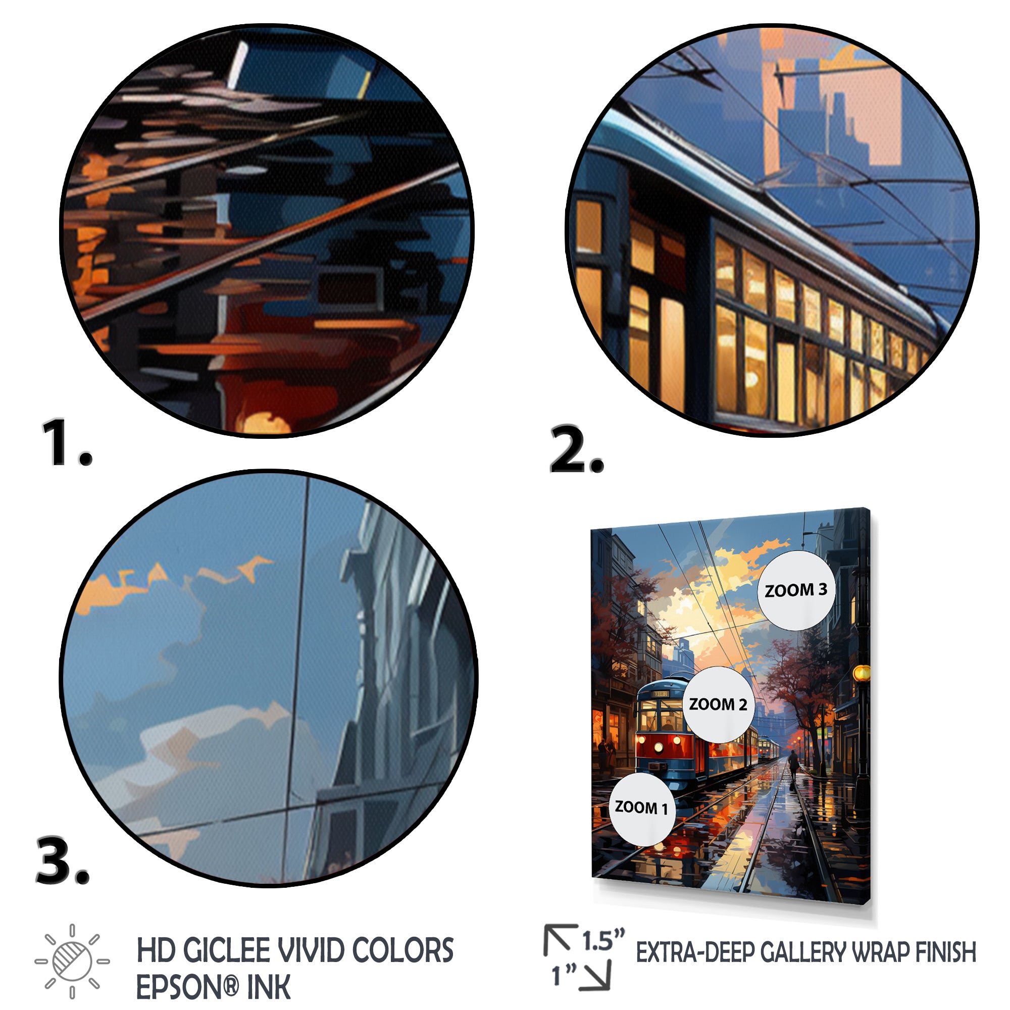 City Trains At Night - Train Canvas Wall Art