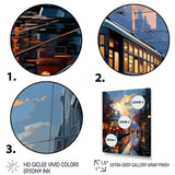 City Trains At Night - Train Canvas Wall Art