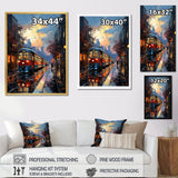 City Trains At Night - Train Canvas Wall Art