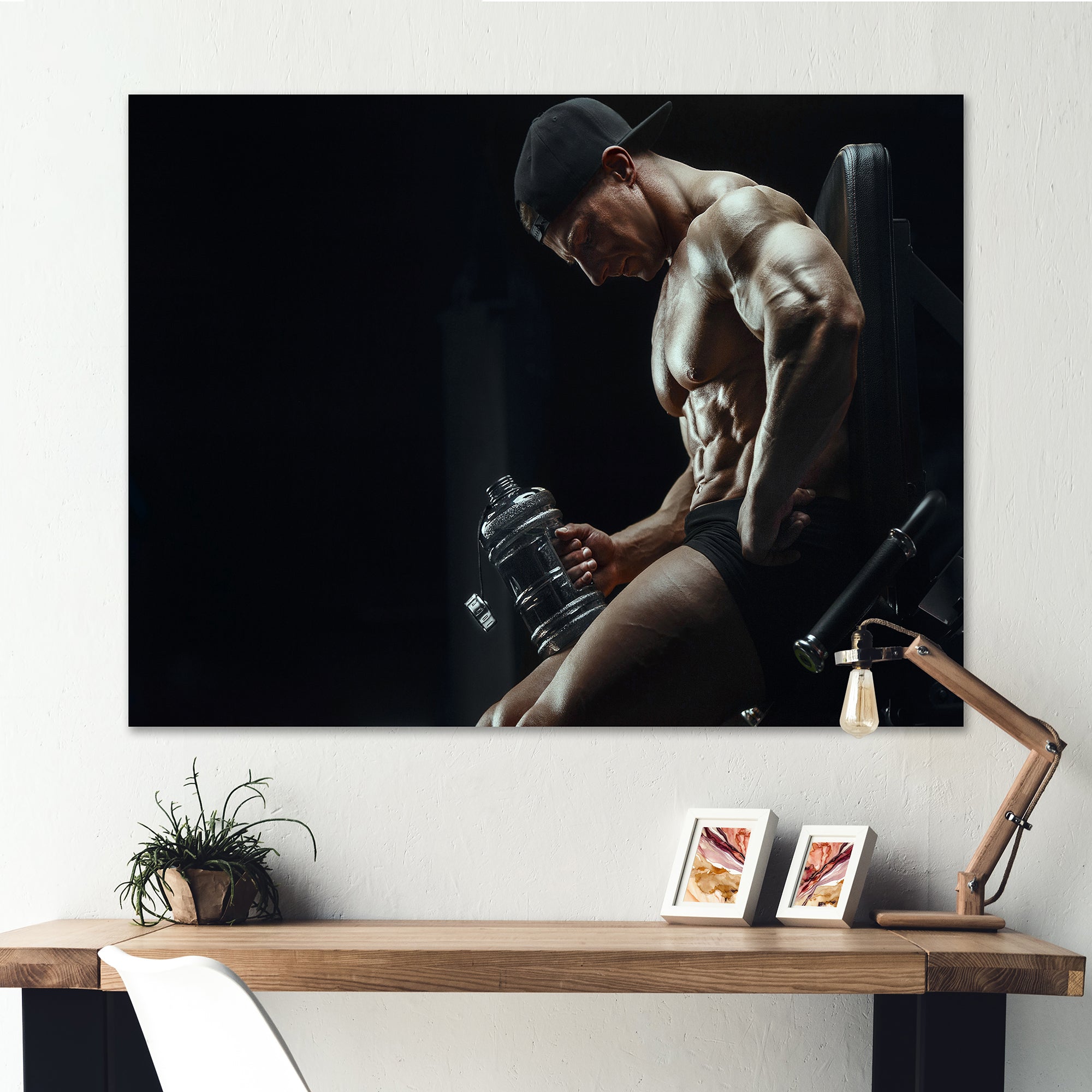 Bodybuilder Fitness Workout - Aerobic & Bodybuilding Canvas Wall Art