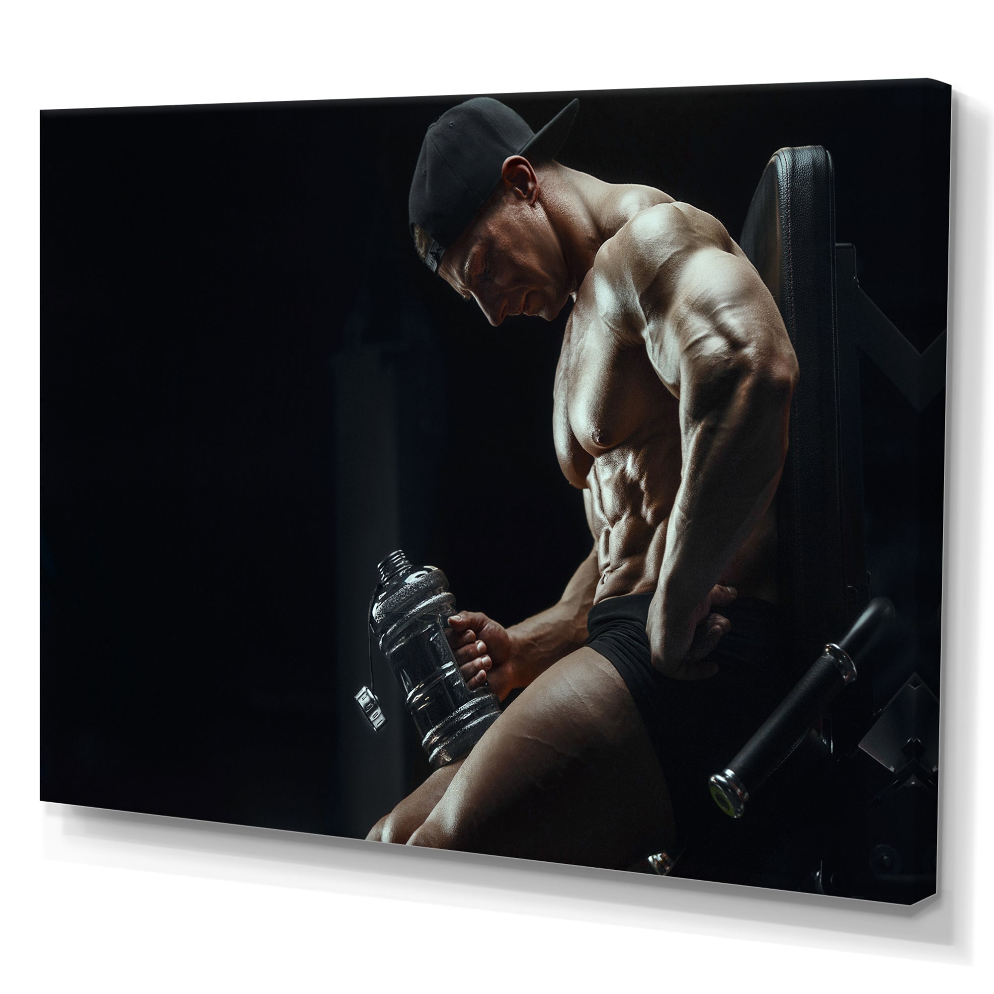 Bodybuilder Fitness Workout - Aerobic & Bodybuilding Canvas Wall Art