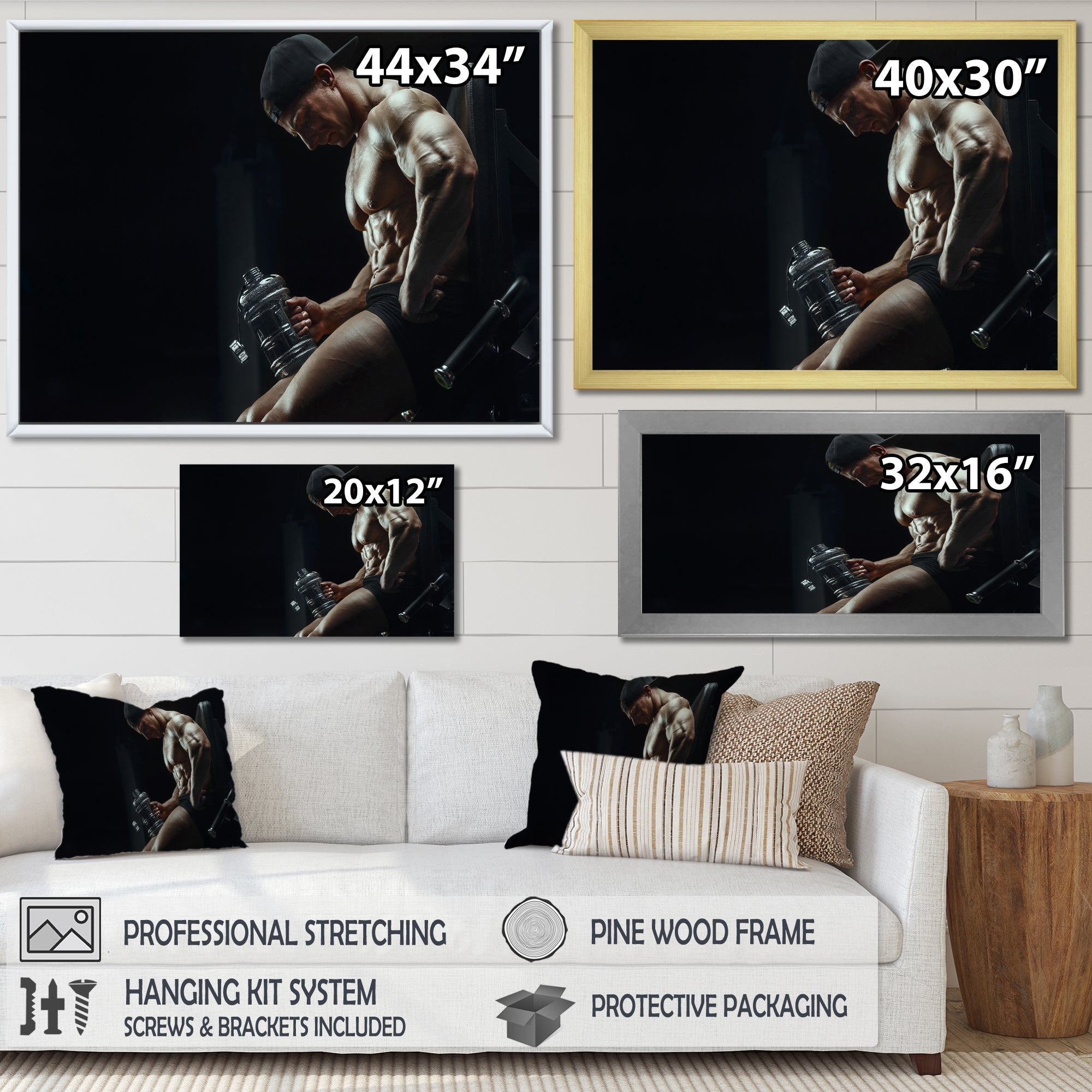 Bodybuilder Fitness Workout - Aerobic & Bodybuilding Canvas Wall Art