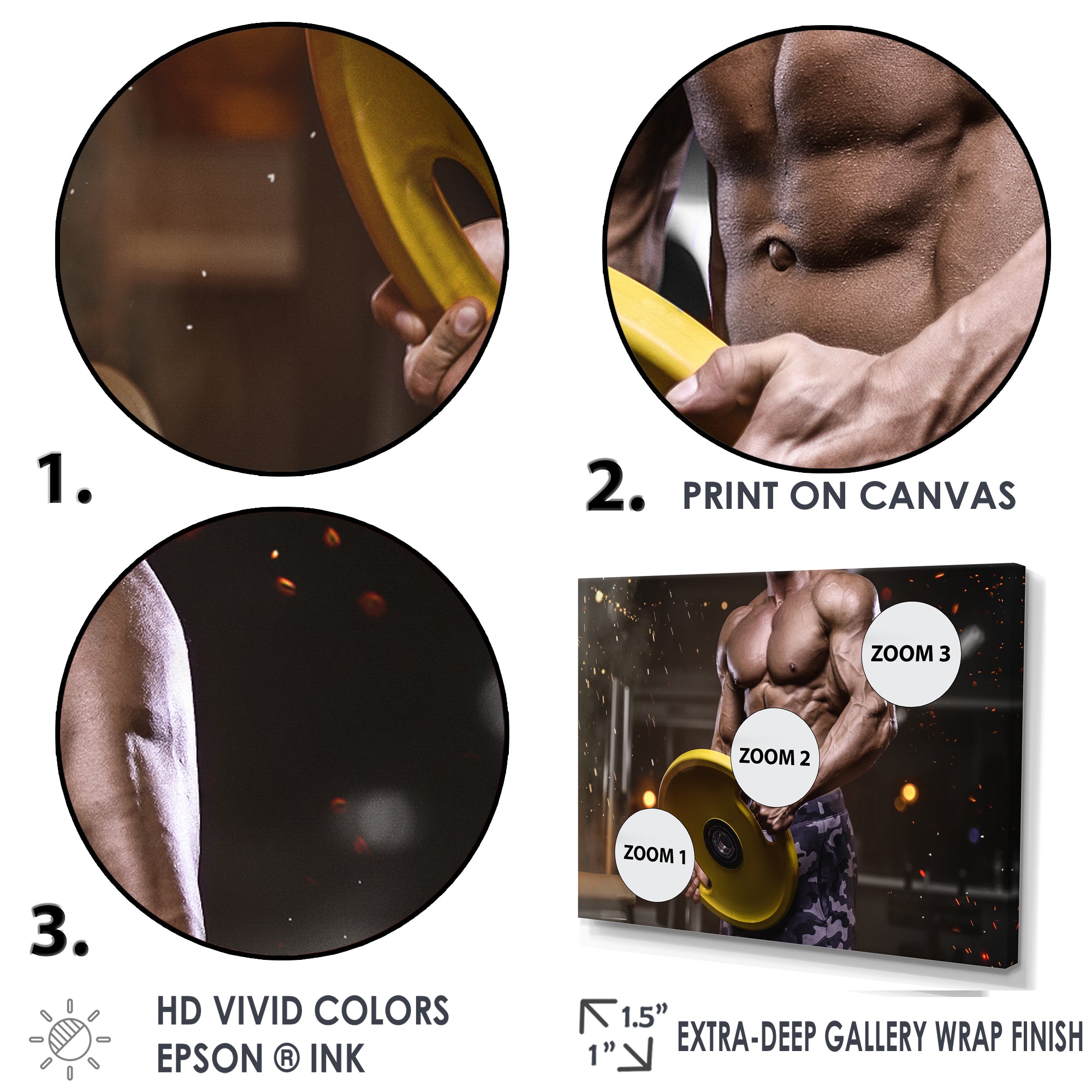 Pumping Up Muscles Dumbbells - Aerobic & Bodybuilding Canvas Wall Art