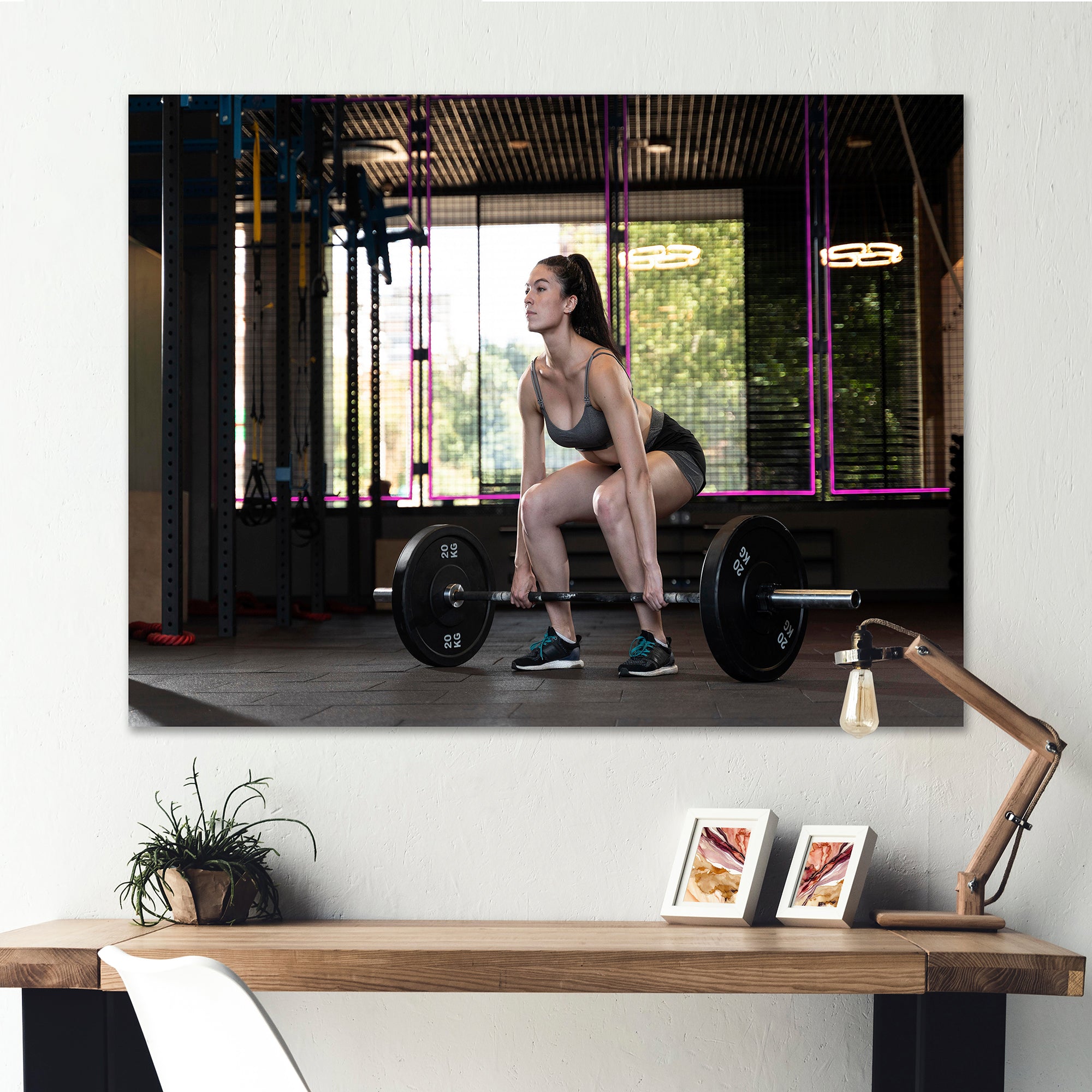 Woman Bodybuilding Workout - Aerobic & Bodybuilding Canvas Wall Art