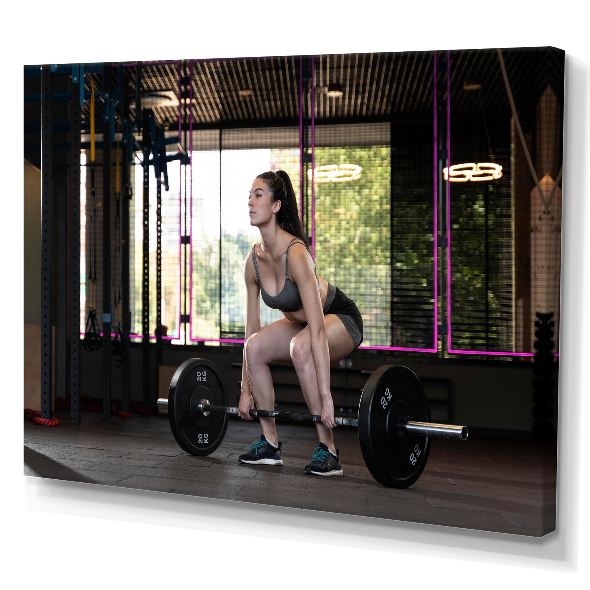 Woman Bodybuilding Workout - Aerobic & Bodybuilding Canvas Wall Art