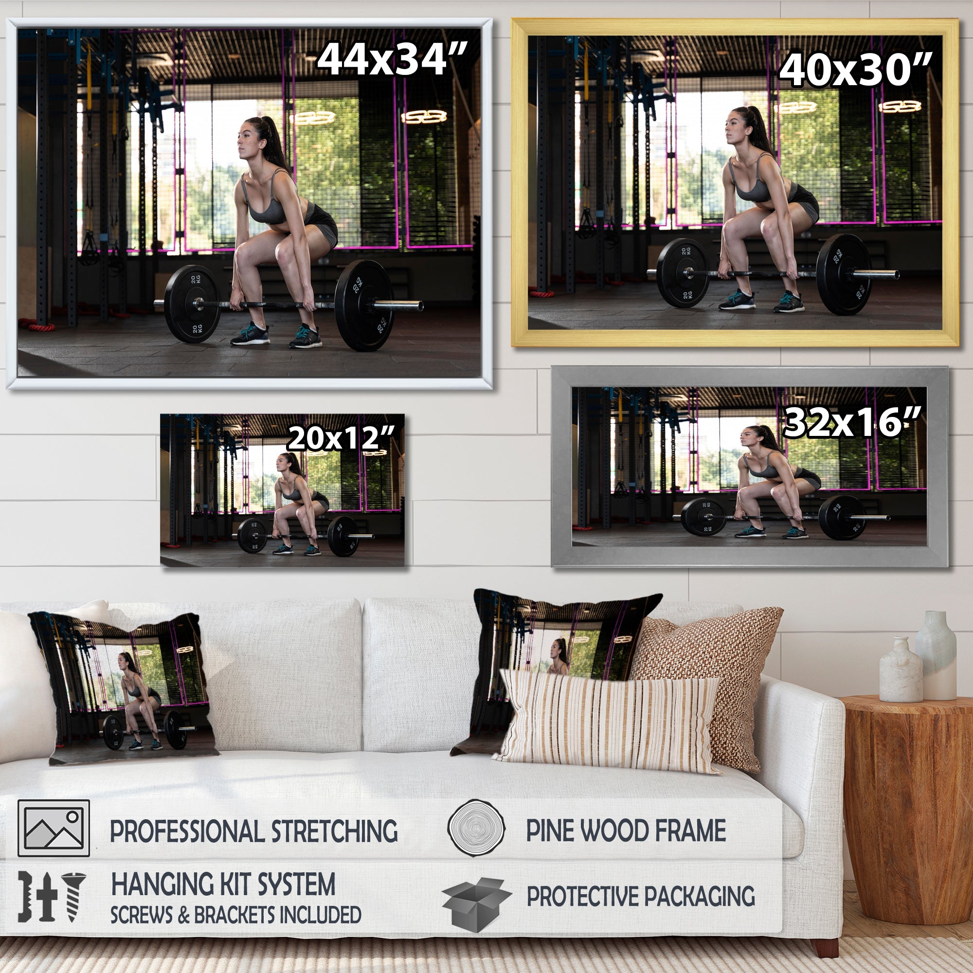 Woman Bodybuilding Workout - Aerobic & Bodybuilding Canvas Wall Art